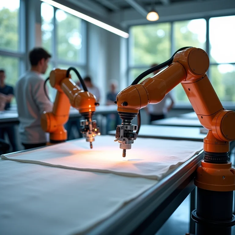 Automação da costura e corte a laser na indústria têxtil.