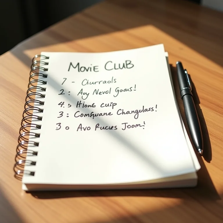 Caderno com as regras e frequência do clube de cinema.