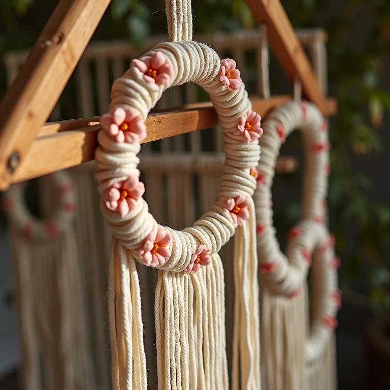 Decoração de casamento artesanal com detalhes em macramê