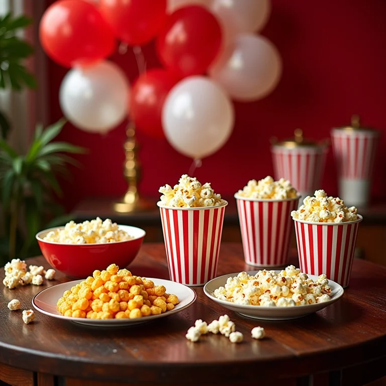 Decorações temáticas para uma festa de clube de cinema.