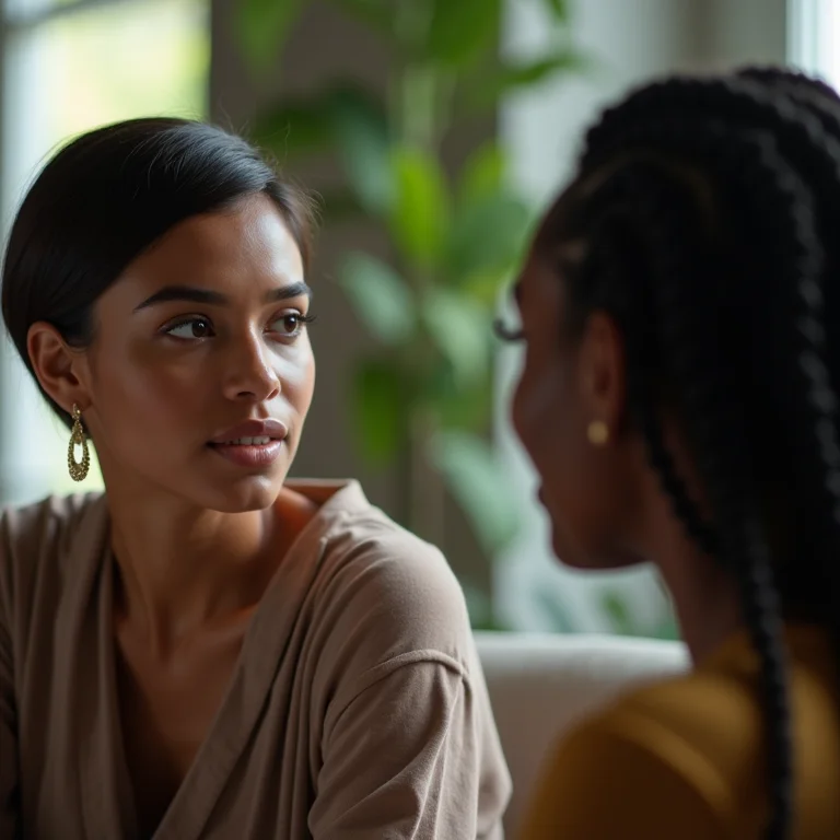 Duas mulheres conversando ativamente durante um workshop