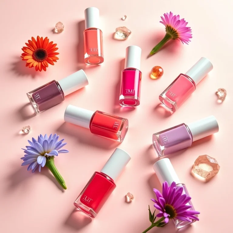 Esmaltes vibrantes em composição criativa