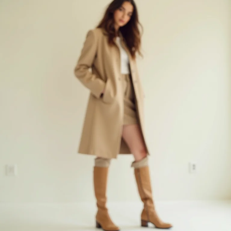 Look sofisticado e minimalista com monocromático e bota cano alto.