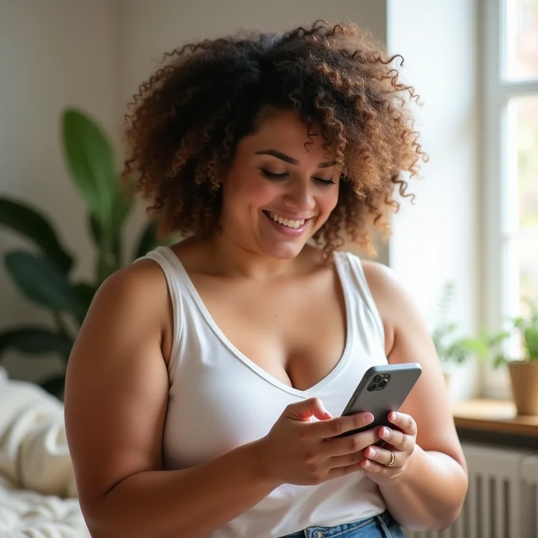 Mulher divulgando seus produtos artesanais nas redes sociais.