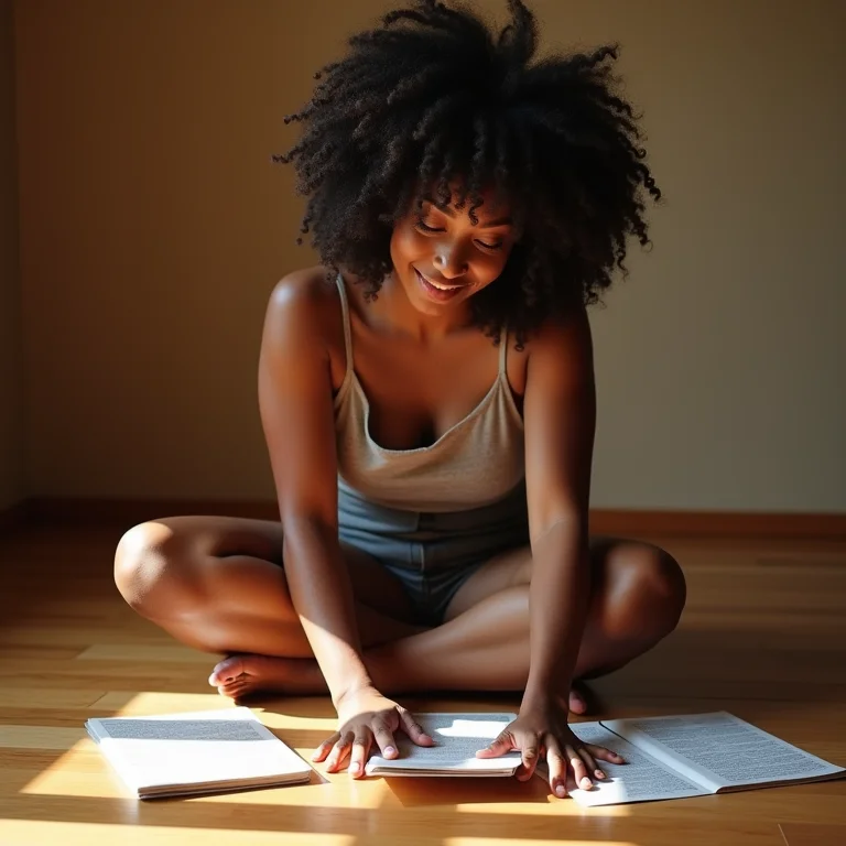 Mulher escolhendo piso de madeira para sua casa