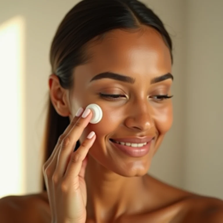 Mulher parda preparando a pele antes da maquiagem