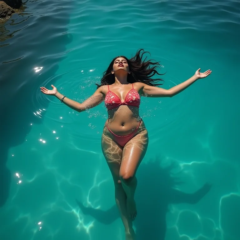 Mulher relaxando no Fervedouro Bela Vista com água azul cristalina