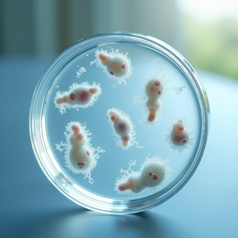 Placa de Petri com embriões em desenvolvimento