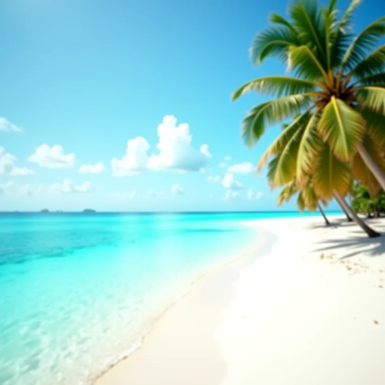 Praia paradisíaca de areia branca e água turquesa no Tahiti