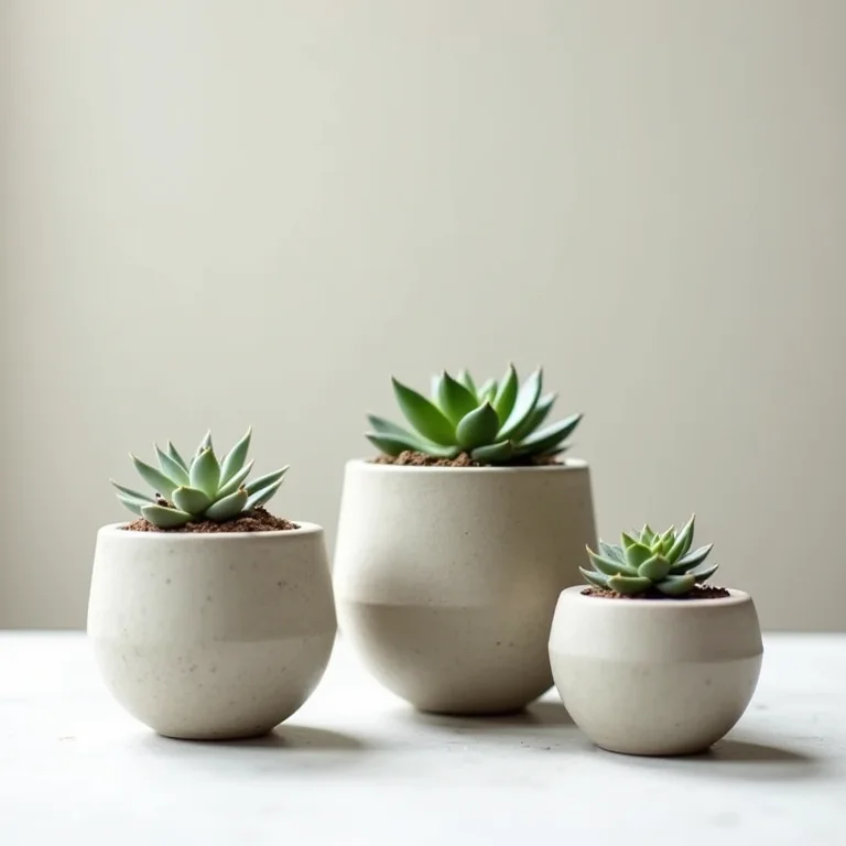 Vasos de cimento DIY com suculentas.