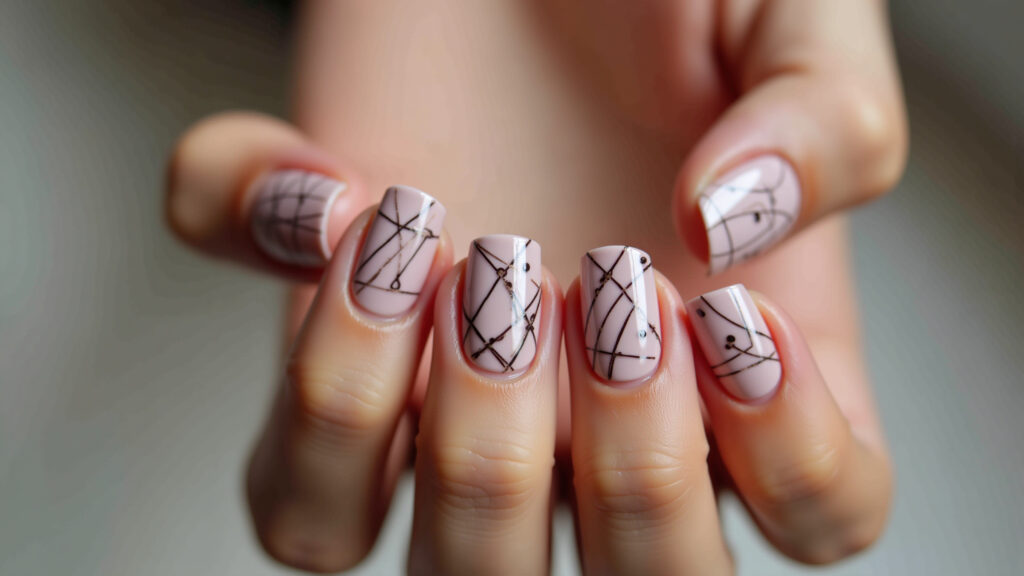 Unhas abstratas com formas geométricas precisas.