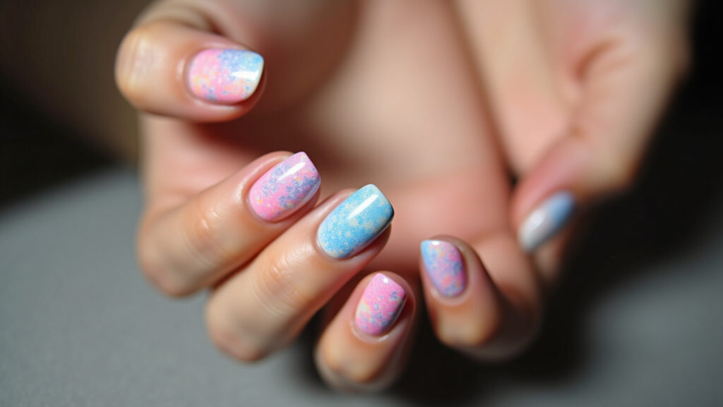 Unhas abstratas com efeito degradê moderno.