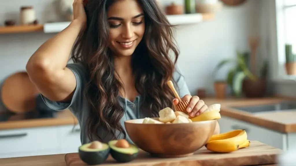 Máscara caseira para cabelo com abacate, banana e mel.