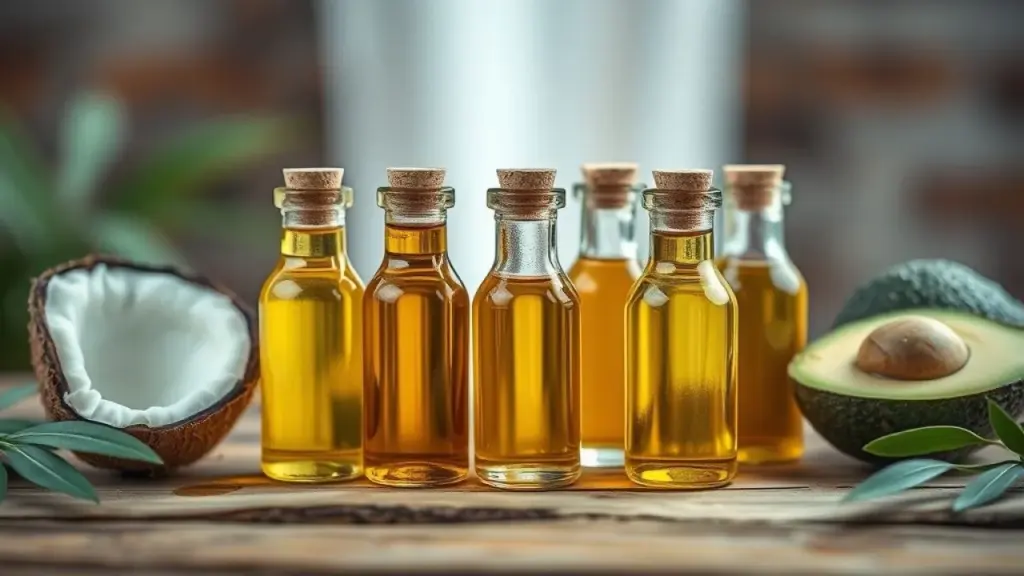 Óleos naturais (coco, argan, abacate) para nutrição capilar