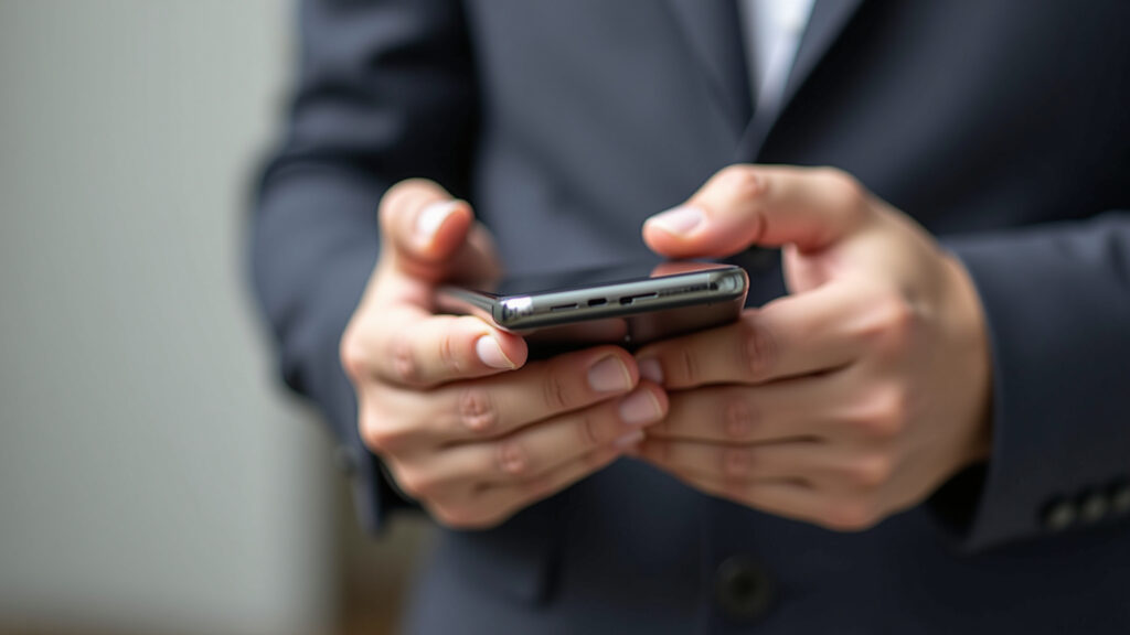 Hands scrolling endlessly through social media feed on a smartphone, blurred background. Focus on Mãos rolando feed infinito de rede social no celular.