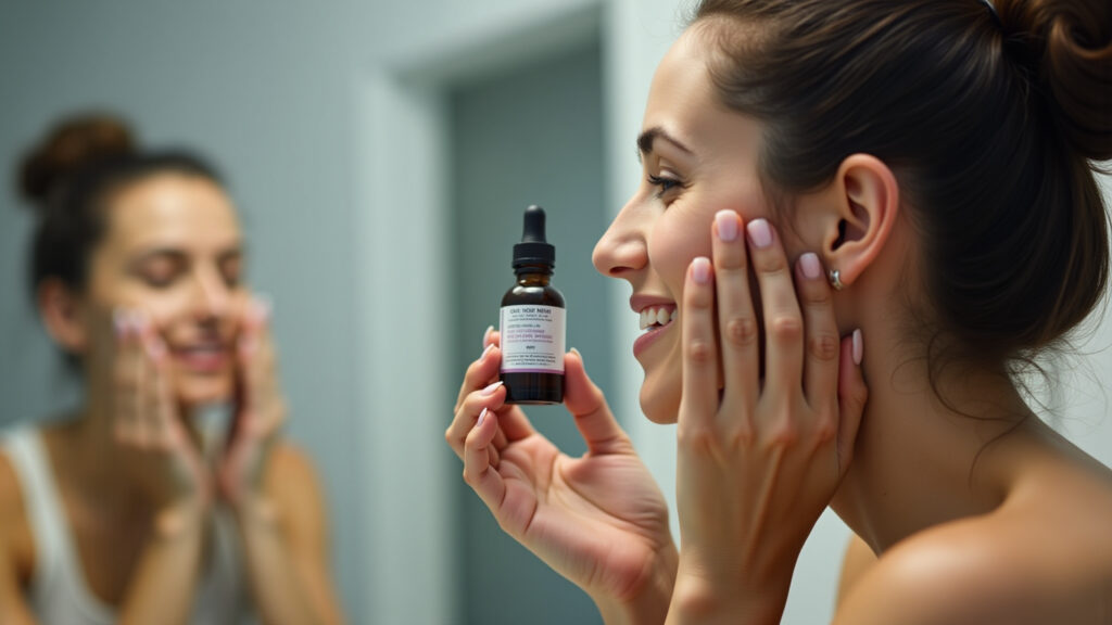 Rotina de skincare noturna com ácido ferúlico.