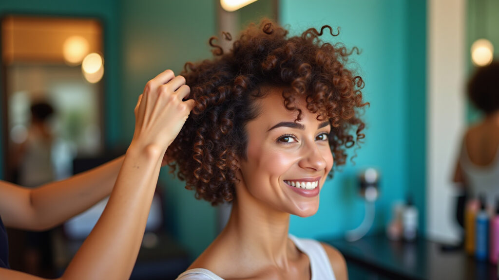 Fitagem estruturada em cabelos curtos.