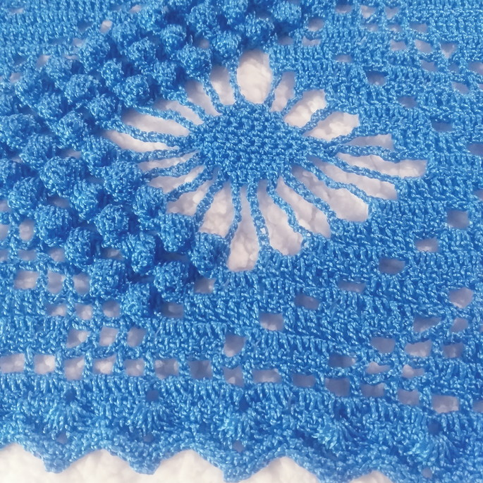 Caminho De Mesa De Crochê Azul