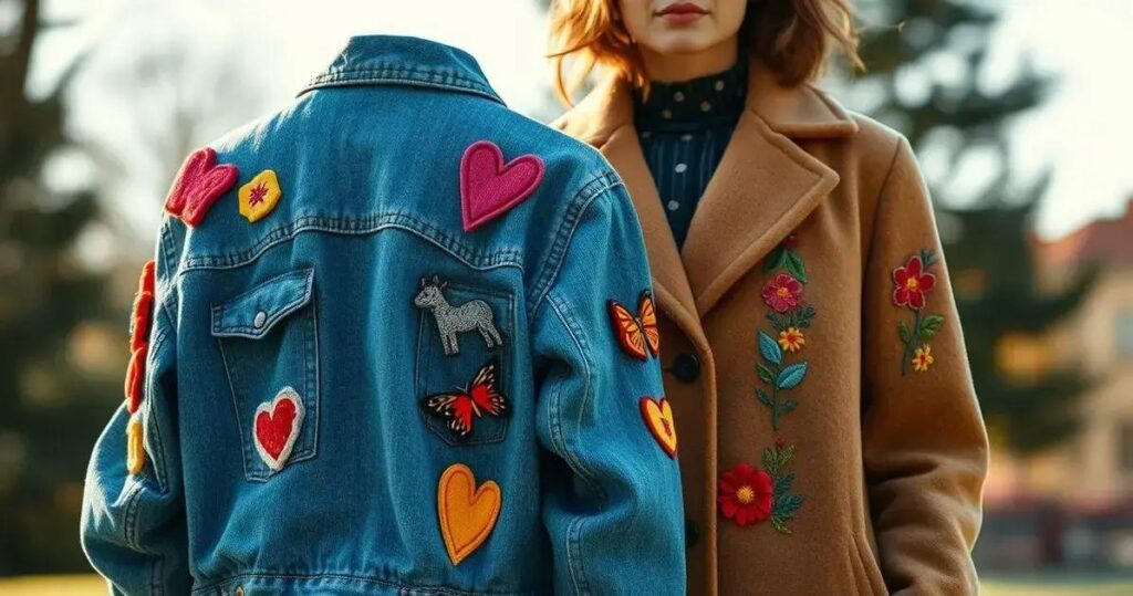 aplicações em roupas patches e bordados