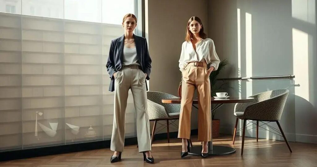 calça de alfaiataria feminina bege como combinar