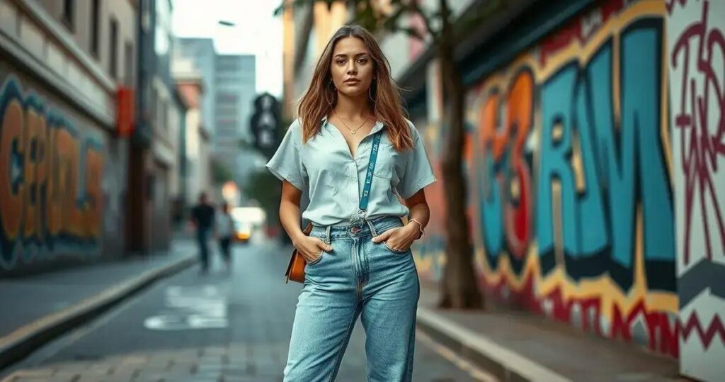 calça jeans mom como usar