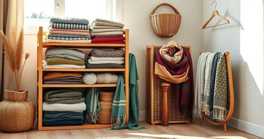 como organizar lenços e echarpes no guarda roupa de forma prática
