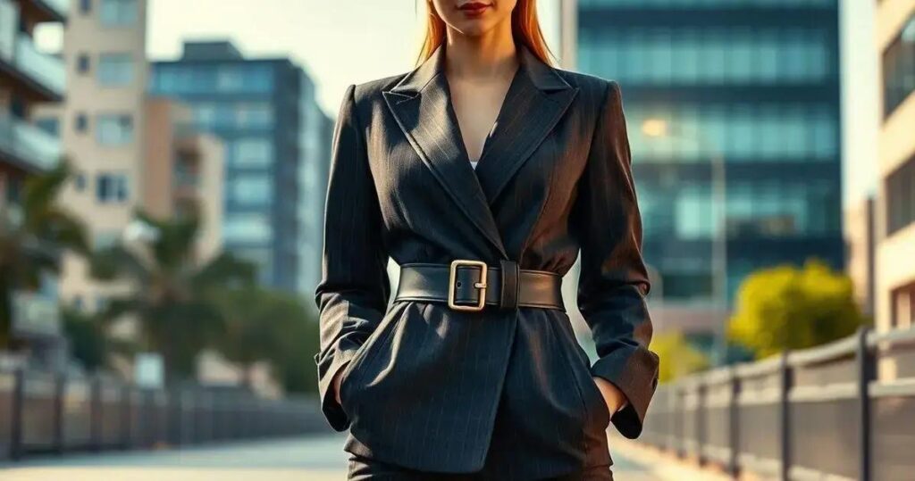como usar cinto largo por cima do blazer