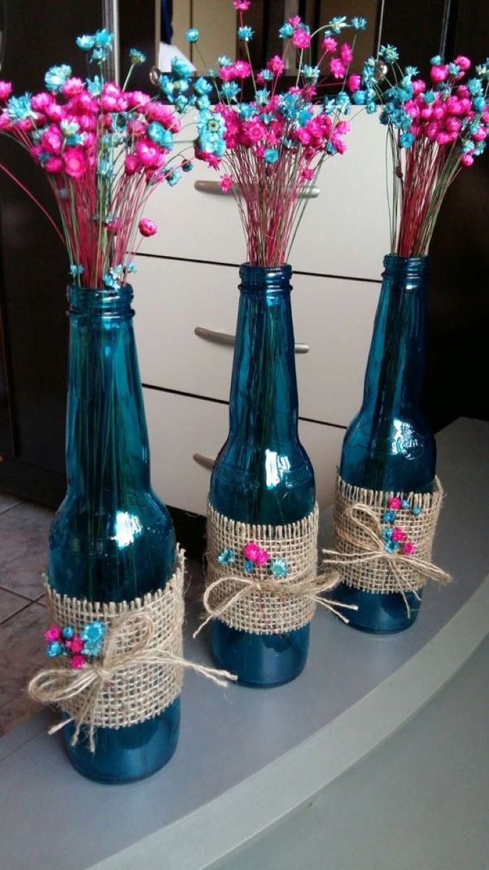 Decoração De Garrafas De Vidro