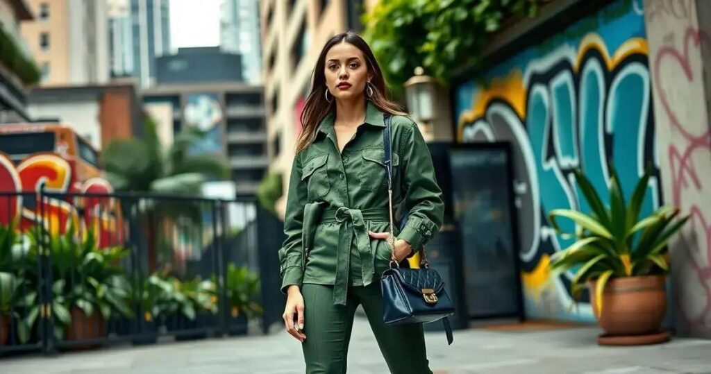 looks com a cor verde militar feminina