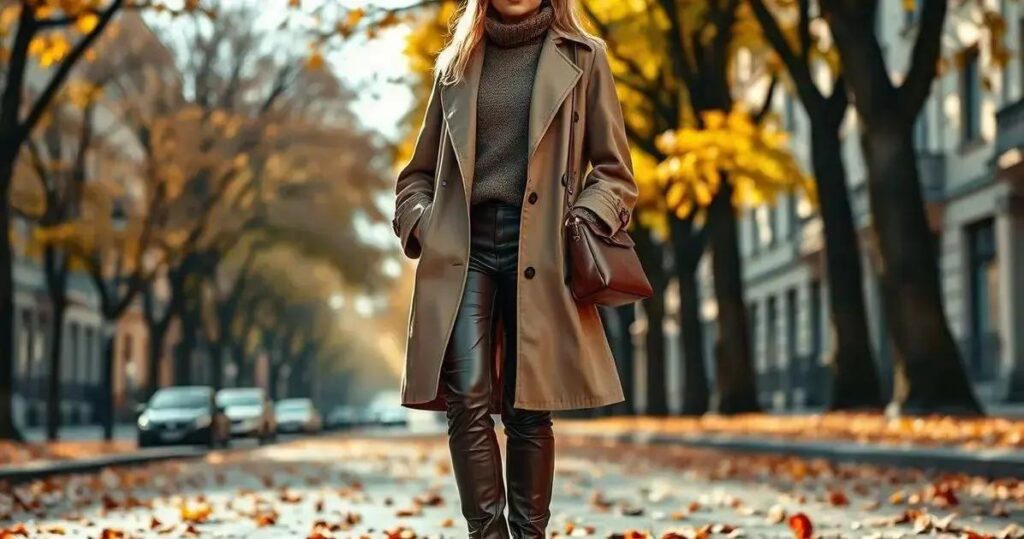 o que usar com calça de couro marrom feminina