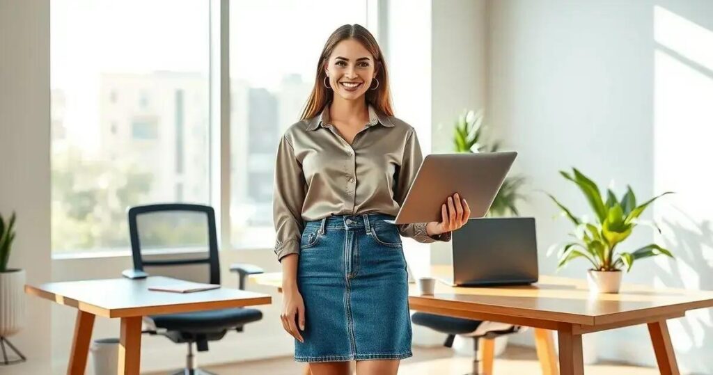 pode usar saia jeans em ambiente de trabalho formal