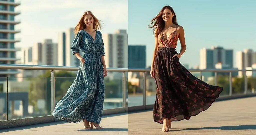 saia longa estampada looks