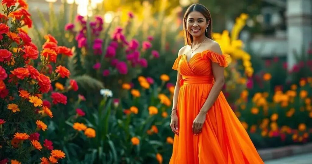 acessórios que combinam com vestido laranja