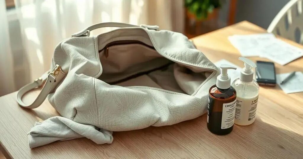 como limpar bolsa de couro branca encardida