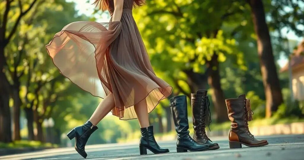 como usar bota com vestido