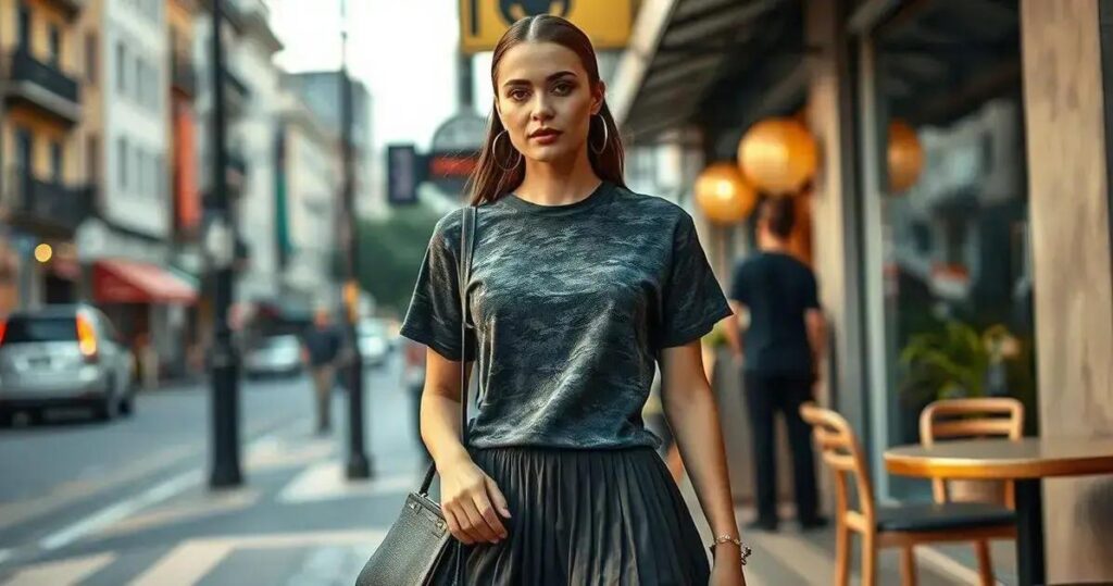 como usar t-shirt podrinha de forma elegante