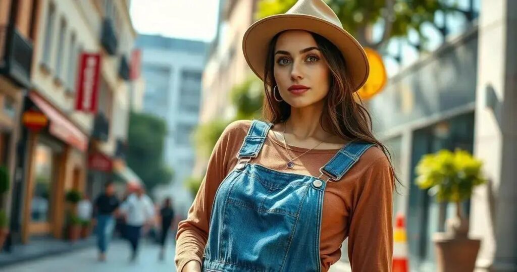 jardineira jeans feminina adulta