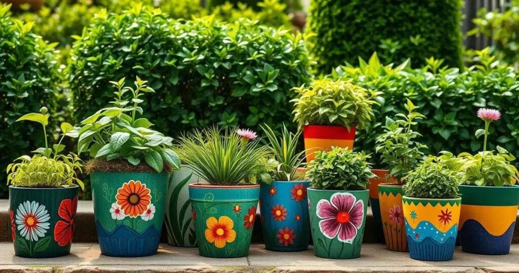pintura em vasos de plantas