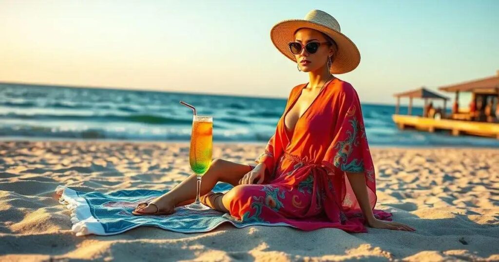 saída de praia chique