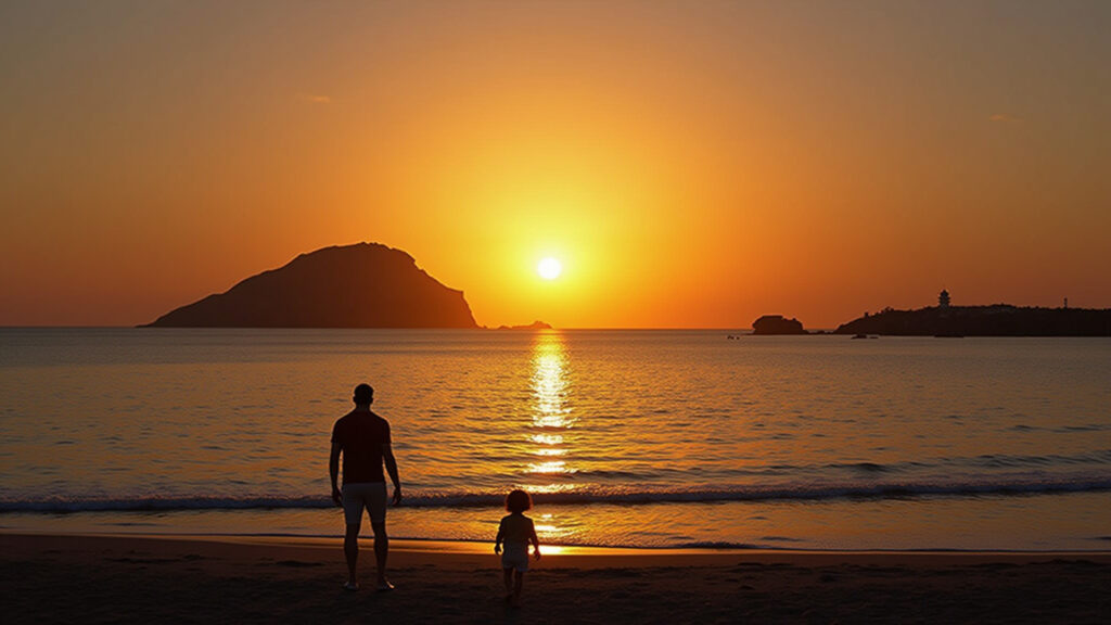 Arpoador sunset, silhouettes, calm ocean, professional photography, 8K, hyper-realistic, natural Pôr do sol no Arpoador: mulheres apreciando a vista.