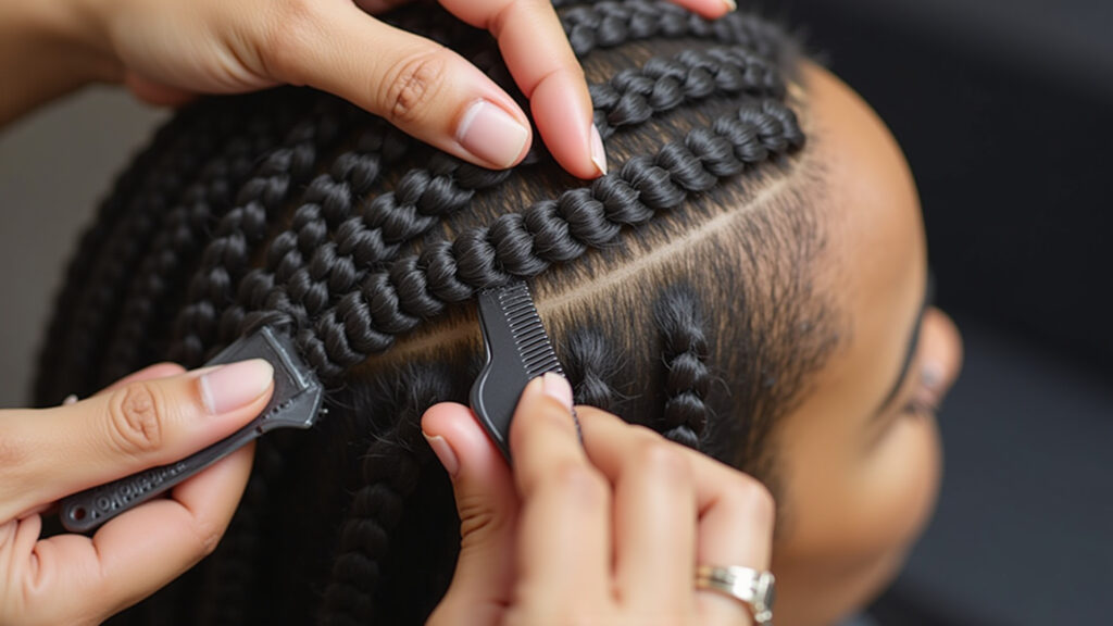 Materiais para tranças nagô perfeitas: pente, gel e creme.