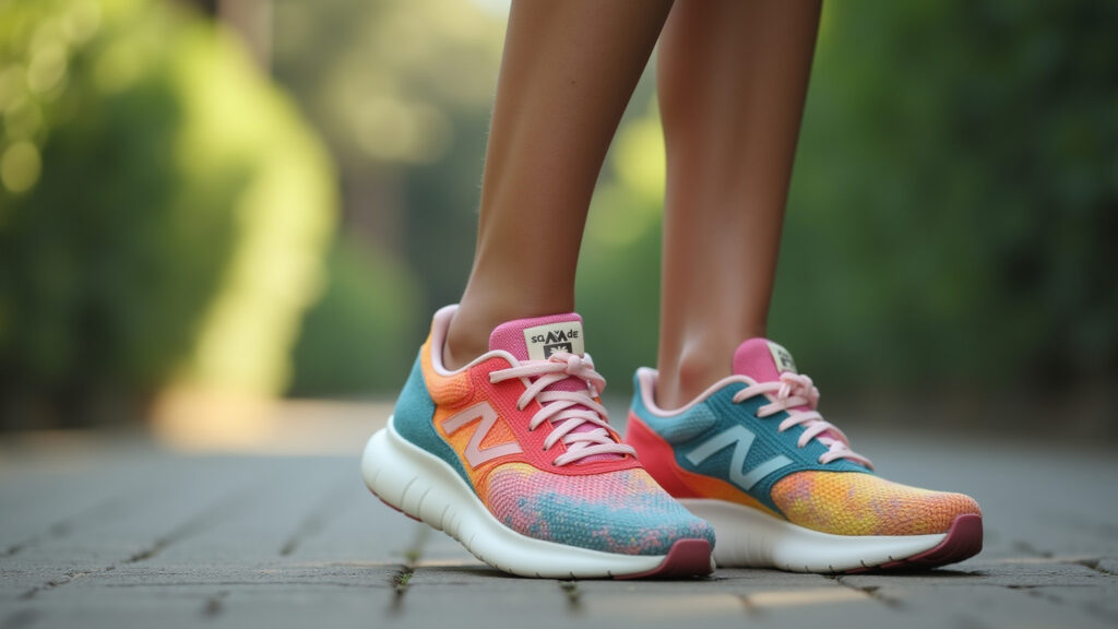 Tênis colorido para um look divertido e cheio de personalidade.