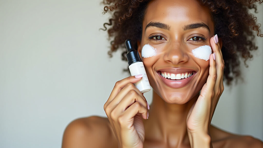 Correct order skincare products, woman layering serum, moisturizer, sunscreen, 8k, professional Ordem dos produtos no skincare.