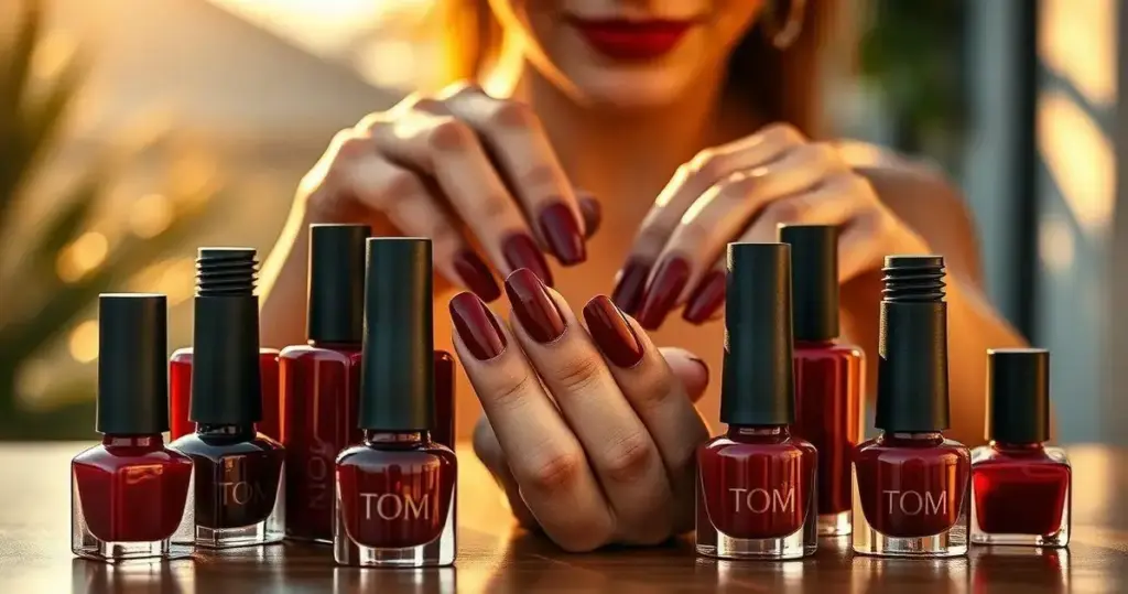 esmalte vermelho cereja escuro