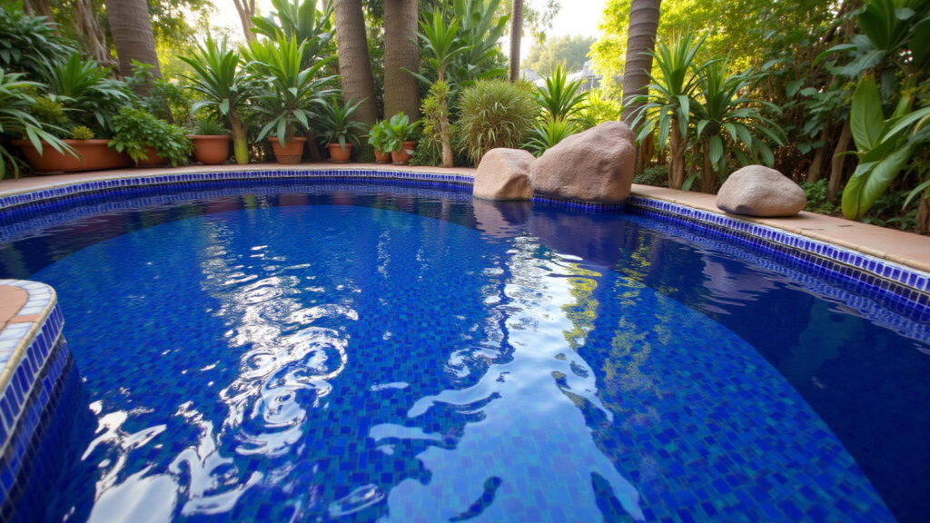 Jardins Majorelle, vibrant blue, professional photography, 8K quality, sharp focus, natural Jardins Majorelle em Marrakech, Marrocos.
