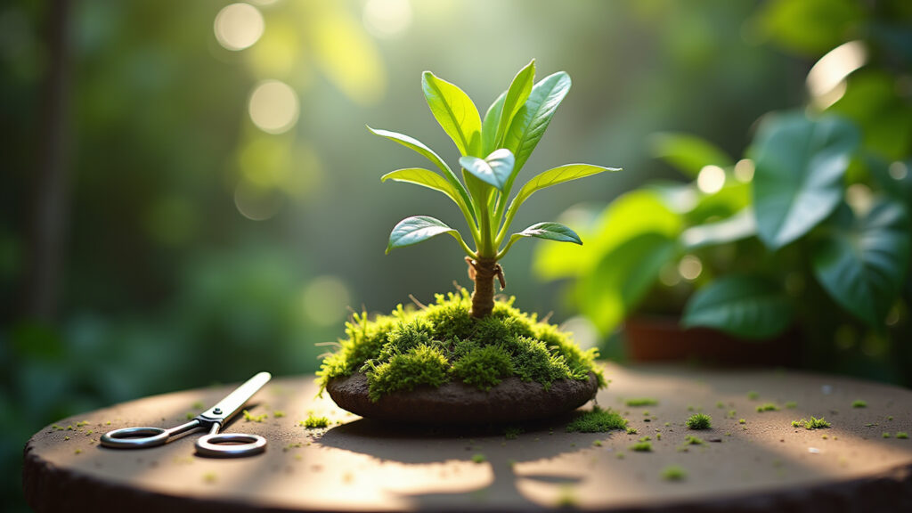 Materiais essenciais para montar um kokedama de orquídea.