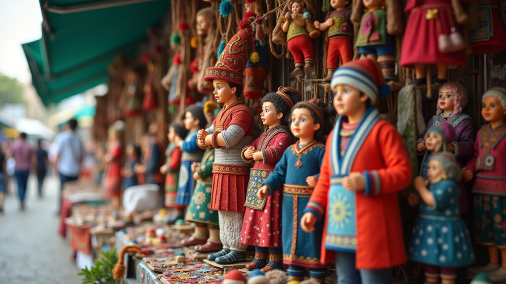 Natal crafts market, handmade souvenirs, colorful, professional photography, 8K quality, sharp Compras de artesanato local em Natal.