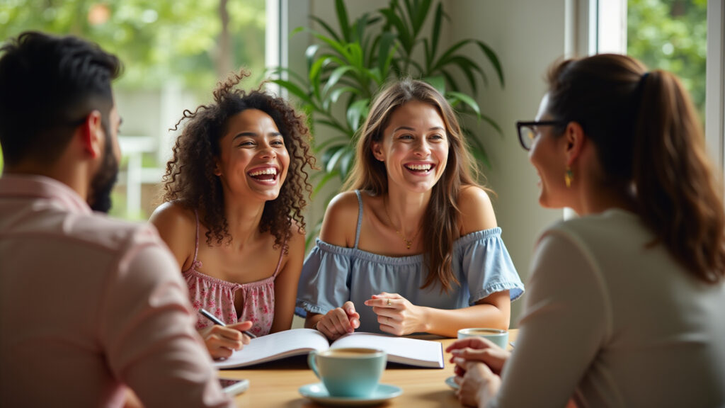 Professional photography: Capricorn learning to be flexible, laughing with friends in a relaxed Capricorniano aprendendo a relaxar.