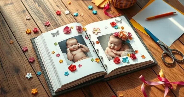 scrapbooking para álbuns de bebê