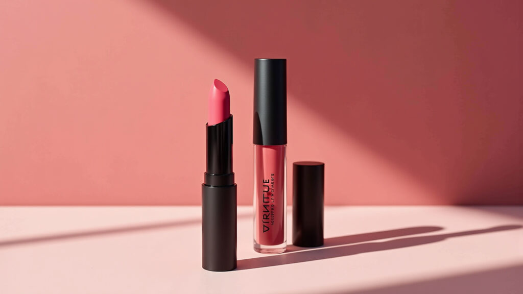 Vegan lip tints, cruelty-free, natural ingredients, bright studio, product photography, 8K quality, Lip tints veganos e cruelty-free com ingredientes naturais.